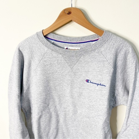 Champion Oxford Grey Logo Powerblend Fleece Crewneck Sweatshirt Size Medium NWT - Picture 4 of 8